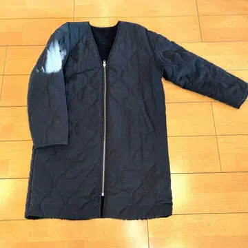 블랙 퀼팅 롱 자켓