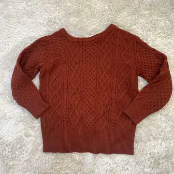 SLOBE IENA 케이블 짜임 니트 스웨터 오렌지 브라운
