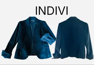 INDIVI 캐시미어 혼방 울 테일러드 자켓 블랙 40