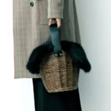 스나이델 퍼 포함 바스켓형 핸드백