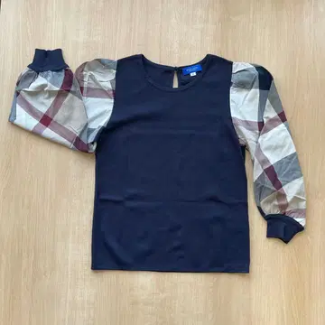 BLUE LABEL 체크 무늬 퍼프 슬리브 티셔츠 M