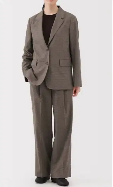 무인양품 기모 테일러드 자켓 브라운 패턴 L