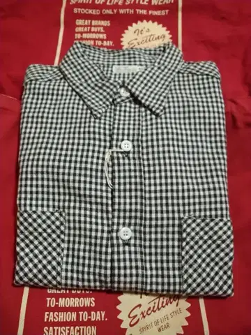 미사용 새상품 웨어하우스 깅엄 체크 긴팔 셔츠 42 그레이 3055