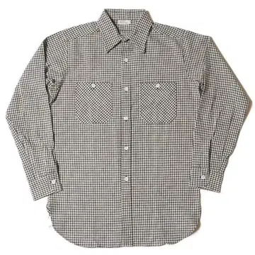 미사용 새상품 웨어하우스 깅엄 체크 긴팔 셔츠 42 차콜