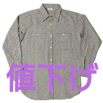 미사용 새상품 웨어하우스 깅엄 체크 긴팔 셔츠 42 차콜