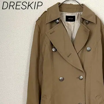 DRESKIP 트렌치코트 벨트 부착 포켓 부착 심플 캐주얼