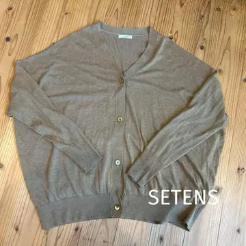 SETENS 카멜 V넥 드롭 숄더