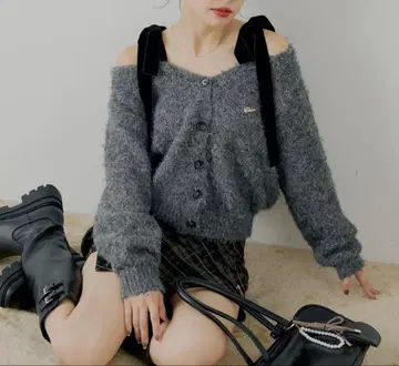 Chico 벨로아 리본 루즈 니트 가디건