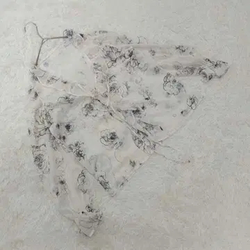 [ 데이지 ] (S) 플라워 프린트 시어 셔츠 프릴 긴팔 페미닌