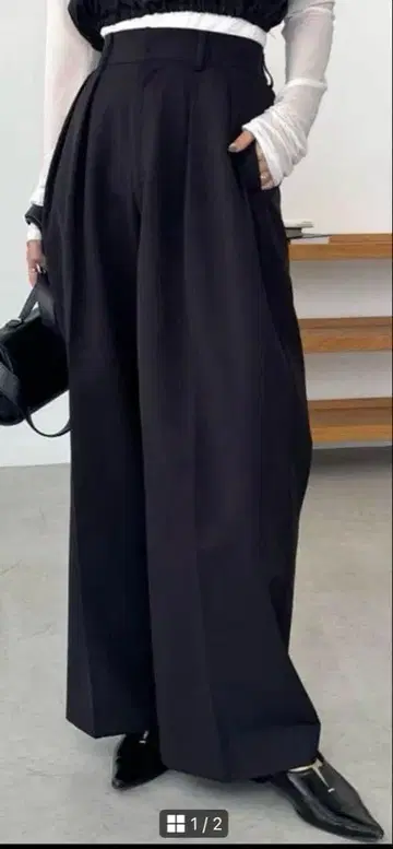 카프리슈 마쥬 투 턱 와이드 팬츠 블랙 38