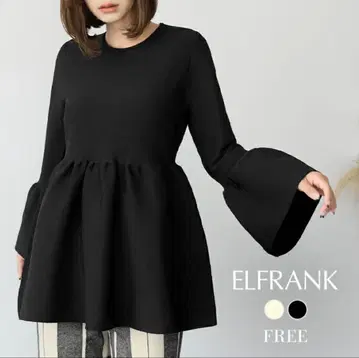 엘프랭크 니트 페플럼 상의 블랙
