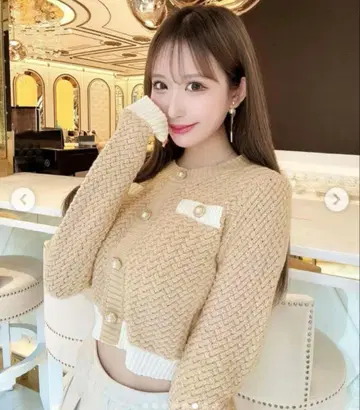 Cheri mi 셰리미 바이컬러 케이블 니트탑