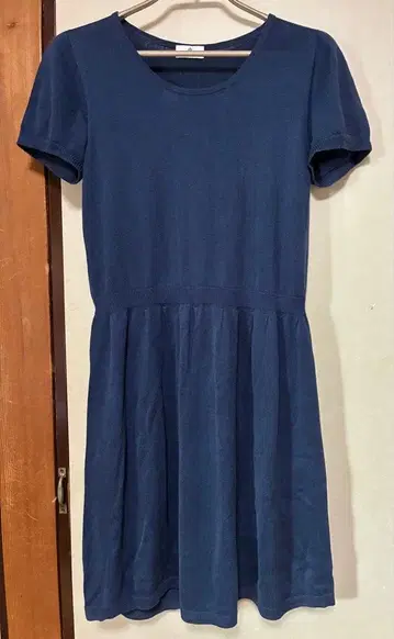 올드 잉글랜드 네이비 반팔 무릎 기장 원피스 36호