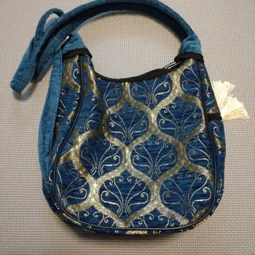 파랑과 금색 무늬 숄더백