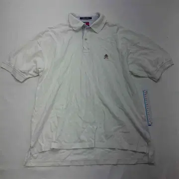 타미힐피거 원포인트 자수 피케 셔츠 남성용 L 사이즈 화이트