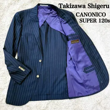 새상품급 타키자와 시게루 카노니코 스트라이프 테일러드 자켓