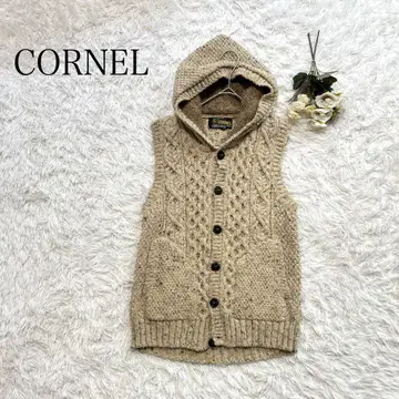 CORNEL 아일랜드 제 두꺼운 원단 울 케이블 니트 가디건 빈티지