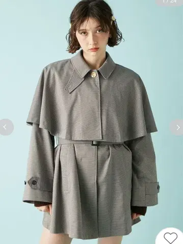 LILYBROWN 체크 3way 케이프 코트