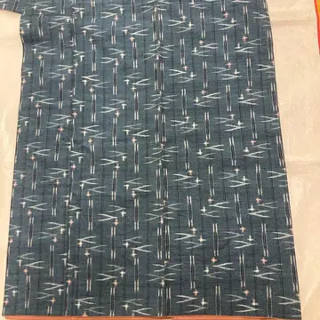 순수 실크 블루 계열 스트라이프 패턴 기모노