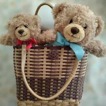 테디베어 2체와 바스켓