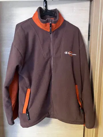 Champion 플리스 자켓 브라운 오렌지