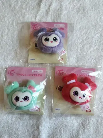 TWICE LOVELYS 봉제 인형 헤어핀 3개 세트