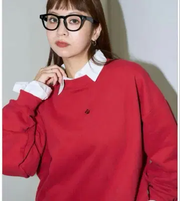 마리퀀트 MARYQUANT 맨투맨 빨간색 속기모 레드 트레이닝복