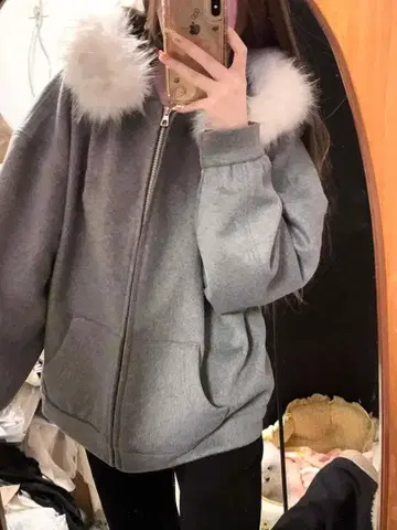 그레이 집업 자켓 퍼 포함