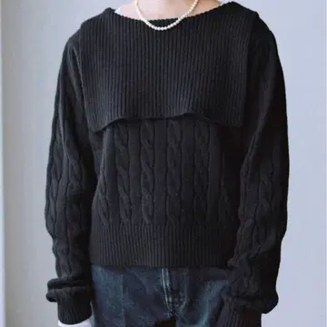 미사용 새상품 택 포함 이에나 IENA BLACK 세일러 카라 니트