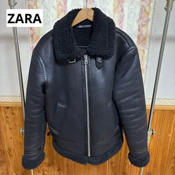 ZARA 인조 가죽 보아 자켓 블랙