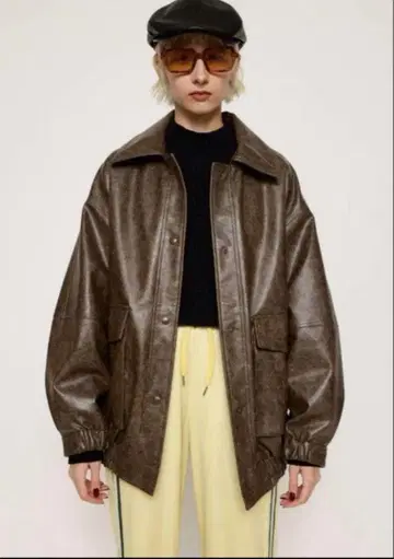 SLY FAUX LEATHER OVERSIZE 블루종