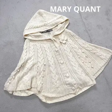 MARY QUANT LONDON 마리쿠와 후드 부착 니트 판초 가디건