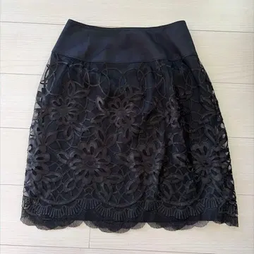 타에 아시다 레이스 스커트 약간 플레어 블랙 9호 새상품급