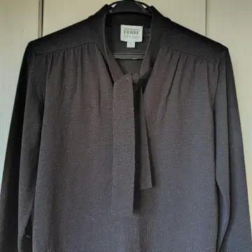 GIANFRANCO FERRE STUDIO 다크 브라운 리본 블라우스