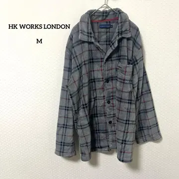 HK WORKS LONDON 남성용 체크 무늬 보아 자켓 M