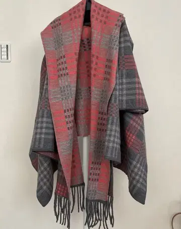 스터링 루어 변형 스톨 도킹 코트 핑크 그레이 체크