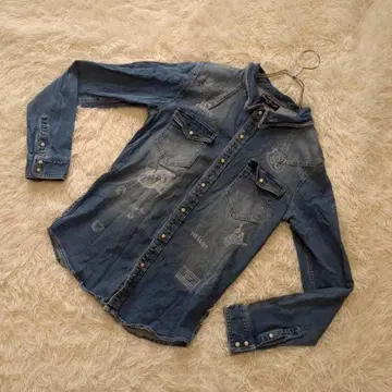 레트로 엔진 웨스턴 셔츠 레트로 엔진 데님 셔츠 S