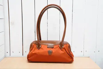 Felisi 숄더 토트백 가죽 나일론 오렌지 라이트 브라운