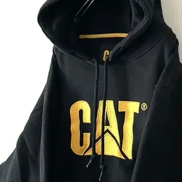CAT 캐터필러 로고 자수 맨투맨 후드티 2XL 블랙 구제 의류