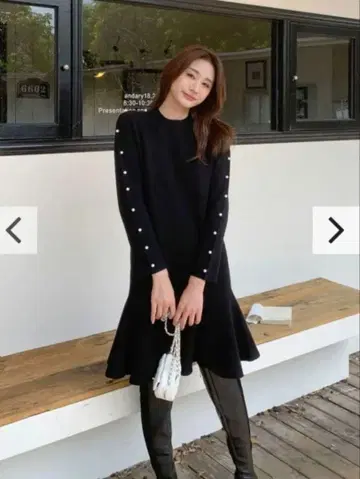 새상품급 완판템 BIRTHDAY BASH 페플럼 니트 원피스 블랙 펄 S