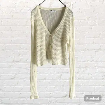 11918 ZARA 자라 숏 기장 가디건 아이보리 M 라메 구제 의류