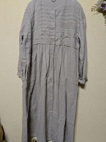 SM2 사만사 모스모스 자수 레이스지 배색 그레이지 긴팔 원피스