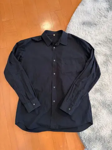 Muji Labo 포플린 레귤러 카라 셔츠 무인양품 블랙