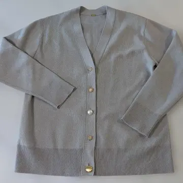 미라 오웬 그레이 니트 가디건 펄 버튼