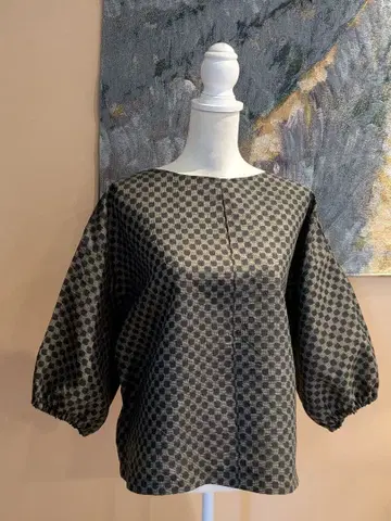 순수 실크  기모노 리메이크 7부 소매 상의 풀오버