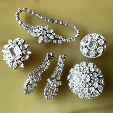 프랑스 빈티지 귀걸이, 팔찌, 브로치 세트