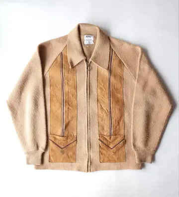 70년대 빈티지 몽고메리 워드 니트 천연 가죽 스웨이드 자켓