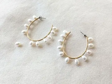 [일부 파손 있음] 립몬스터 rippmonster 펄 장식 후프 귀걸이