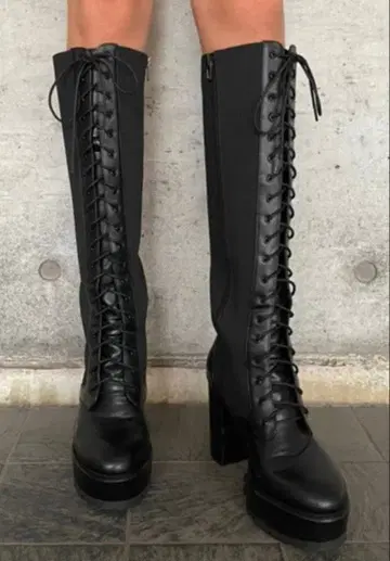 EGOIST 사이드 니트 레이스 UP 부츠 23cm~23.5cm