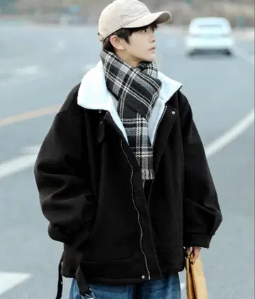 빅 실루엣 보아 안감 벌룬 슬리브 코트 자켓